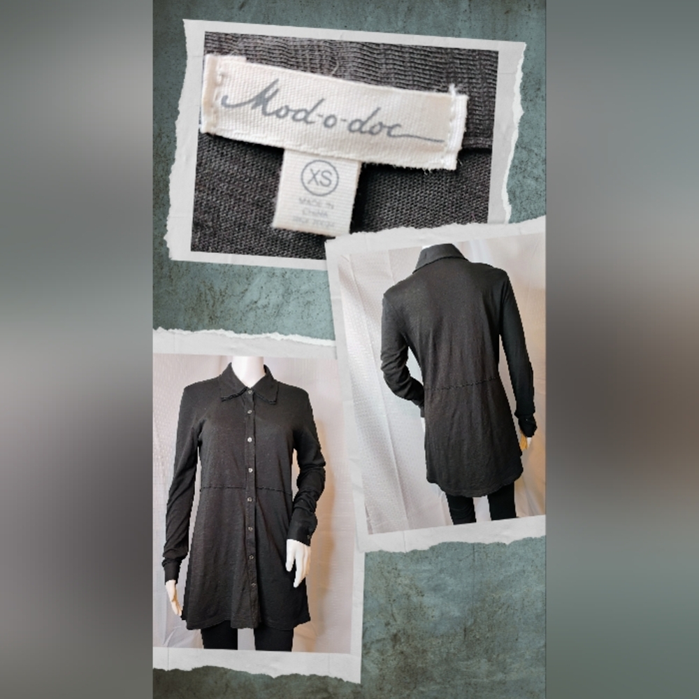 Mod-O-Doc Long Black Button Down Top
